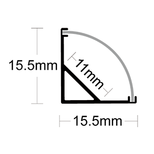 Perfil de aluminio de aplicar 45º c/difusor-CANDIL